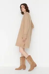 TRENDYOLMİLLA Camel Wide Pattern Soft textured Knitwear Cardigan - Image 2