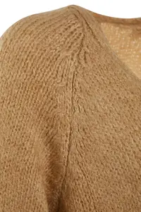 TRENDYOLMİLLA Camel Wide Pattern Soft textured Knitwear Cardigan - Image 6