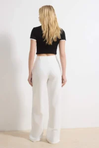 TRENDYOLMİLLA White  Wide Leg/Wide Leg Bootcut Weaving Dress Pants - Image 4