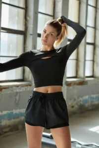 TRENDYOLMİLLA Black Parachute Material 2 Layer Inside OF shorts Knitting Sports Shorts