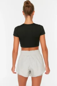 TRENDYOLMİLLA Gray Parachute Material 2 Layer Inside OF shorts Knitting Sports Shorts - Image 6
