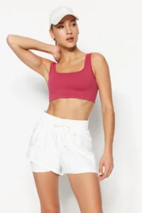 TRENDYOLMİLLA White Parachute Material 2 Layer Inside OF shorts Knitting Sports Shorts