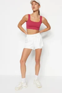 TRENDYOLMİLLA White Parachute Material 2 Layer Inside OF shorts Knitting Sports Shorts - Image 2