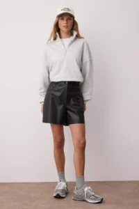 TRENDYOLMiLLA Black with pocket Faux Leather Weaving Shorts - Image 2