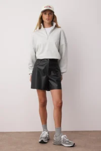TRENDYOLMiLLA Black with pocket Faux Leather Weaving Shorts - Image 5