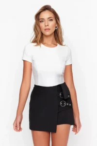 TRENDYOLMiLLA Black Belt Detailed Weaving Shorts Skirt - Image 3