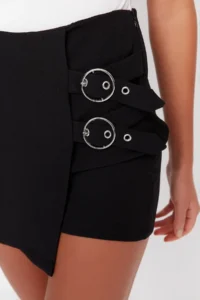 TRENDYOLMiLLA Black Belt Detailed Weaving Shorts Skirt - Image 6