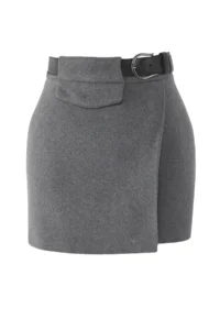 TRENDYOLMiLLA Anthracite Belt Detailed Weaving Shorts Skirt - Image 7