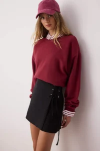 TRENDYOLMiLLA Black Baglama and eyelet Detailed Weaving Shorts Skirt - Image 2