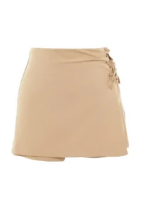 TRENDYOLMiLLA Mink Baglama and eyelet Detailed Weaving Shorts Skirt - Image 11