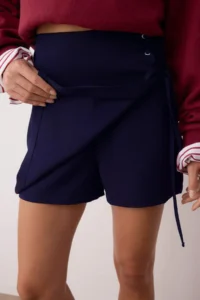TRENDYOLMiLLA Navy Blue Lacing and eyelet Detailed Weaving Shorts Skirt - Image 4