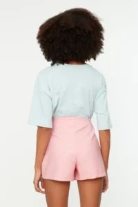 TRENDYOLMiLLA Pink Baglama and eyelet Detailed Weaving Shorts Skirt - Image 6