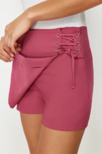 TRENDYOLMiLLA Purple Baglama and eyelet Detailed Weaving Shorts Skirt - Image 5