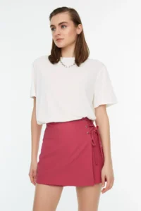 TRENDYOLMiLLA Purple Baglama and eyelet Detailed Weaving Shorts Skirt - Image 7