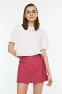 TRENDYOLMiLLA Purple Baglama and eyelet Detailed Weaving Shorts Skirt - Image 8