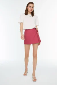 TRENDYOLMiLLA Purple Baglama and eyelet Detailed Weaving Shorts Skirt - Image 9