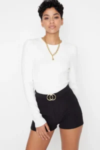 TRENDYOLMiLLA Black Arched Super Mini Weaving Shorts - Image 2