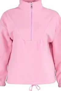 TRENDYOLMİLLA Light Pink Zipper Detailed Fleece Knitting Sweatshirt - Image 12