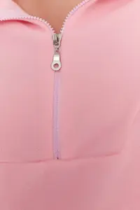 TRENDYOLMİLLA Light Pink Zipper Detailed Fleece Knitting Sweatshirt - Image 8