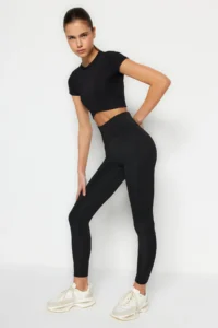 TRENDYOLMİLLA Black Wide Waist Elastic Extra Shaping Full Size Knitting Sports Leggings - Image 2