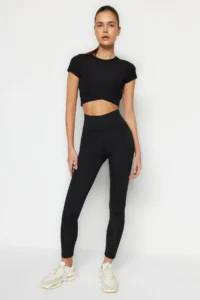 TRENDYOLMİLLA Black Wide Waist Elastic Extra Shaping Full Size Knitting Sports Leggings - Image 4