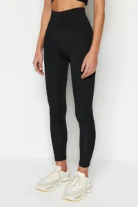 TRENDYOLMİLLA Black Wide Waist Elastic Extra Shaping Full Size Knitting Sports Leggings - Image 5
