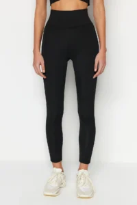 TRENDYOLMİLLA Black Wide Waist Elastic Extra Shaping Full Size Knitting Sports Leggings - Image 6
