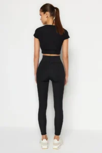 TRENDYOLMİLLA Black Wide Waist Elastic Extra Shaping Full Size Knitting Sports Leggings - Image 8