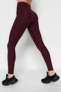 TRENDYOLMİLLA Dark Cherry Wide Waist Elastic Extra Shaping Full Size Knitting Sports Leggings - Image 2