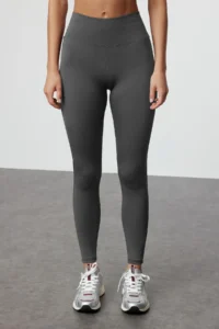 TRENDYOLMİLLA Anthracite Wide Waist Elastic Extra Shaping Full Size Knitting Sports Leggings - Image 3