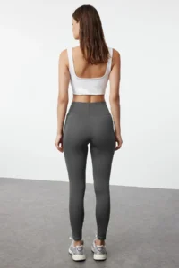 TRENDYOLMİLLA Anthracite Wide Waist Elastic Extra Shaping Full Size Knitting Sports Leggings - Image 7
