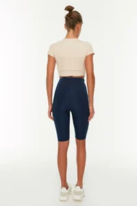 TRENDYOLMİLLA Navy Blue Shaping High Waist Pocket Detail Knitting Sports Biker/Short Leggings - Image 5