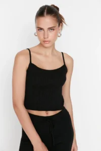 TRENDYOLMİLLA Black Fitillli Blouse Cardigan Pants Knitwear Top and Bottom Set - Image 4