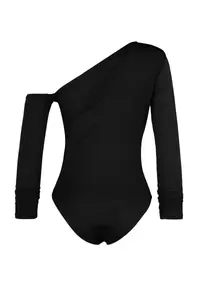 TRENDYOLMİLLA Black Asymmetric Yaka Long Sleeve Flexible Bottom snaps Knitting Bodysuit .D.0080 - Image 9