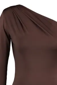 TRENDYOLMİLLA Brown Asymmetric Yaka Long Sleeve Flexible snaps Knitting Bodysuit .D.0080 - Image 7