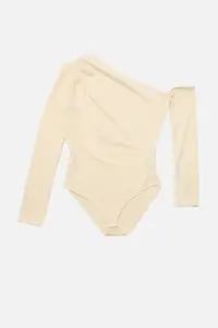 TRENDYOLMİLLA Ecru Asymmetric Yaka Long Sleeve Flexible snaps Knitting Bodysuit .D.0080 - Image 10