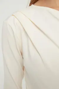 TRENDYOLMİLLA Ecru Asymmetric Yaka Long Sleeve Flexible snaps Knitting Bodysuit .D.0080 - Image 5