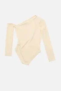 TRENDYOLMİLLA Ecru Asymmetric Yaka Long Sleeve Flexible snaps Knitting Bodysuit .D.0080 - Image 9