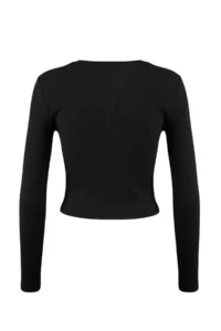 TRENDYOLMİLLA Black-White 2 Sets Package Fitted Crew Neck Crop Ribbed Flexible Knitting Blouse - Image 22