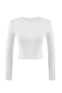TRENDYOLMİLLA Black-White 2 Sets Package Fitted Crew Neck Crop Ribbed Flexible Knitting Blouse - Image 23