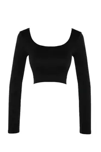 TRENDYOLMİLLA Black seamless/Seamless Crop Extra Flexible Knitting Sports Top/Blouse - Image 7