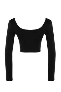 TRENDYOLMİLLA Black seamless/Seamless Crop Extra Flexible Knitting Sports Top/Blouse - Image 9