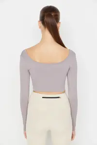 TRENDYOLMİLLA Light Purple seamless/Seamless Crop Extra Flexible Knitting Sports Top/Blouse - Image 5