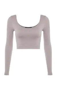 TRENDYOLMİLLA Light Purple seamless/Seamless Crop Extra Flexible Knitting Sports Top/Blouse - Image 6