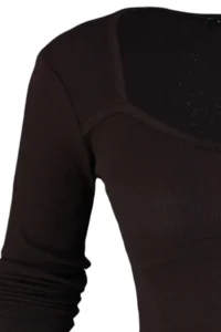 TRENDYOLMİLLA Brown Stitching Detailed Fitted Crop Ribbed Flexible Knitting Blouse - Image 7