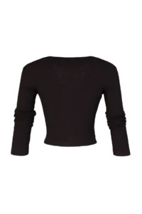 TRENDYOLMİLLA Brown Stitching Detailed Fitted Crop Ribbed Flexible Knitting Blouse - Image 8