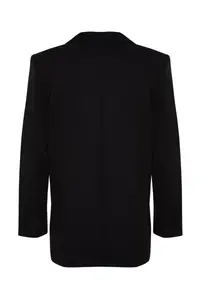 TRENDYOLMİLLA Black Oversized Lined buttoned Weaving Blazer Jacket - Image 8