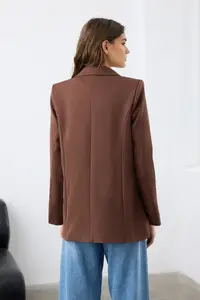 TRENDYOLMİLLA Brown Oversized Lined buttoned Weaving Blazer Jacket - Image 4