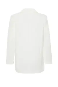 TRENDYOLMİLLA White Oversized Lined buttoned Weaving Blazer Jacket - Image 8