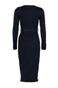 TRENDYOLMİLLA Navy Blue Midi Knitwear Belt Detailed Dress - Image 6